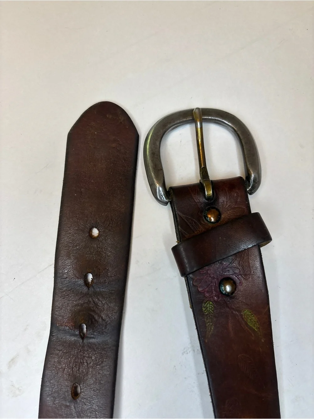 Tex Tan tooled Leather Men's Belt with Floral Detail